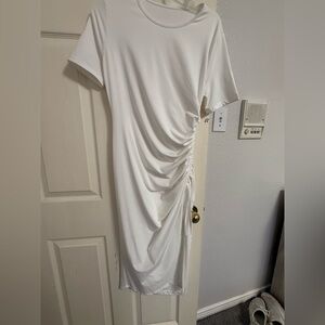 SHEIN White Ruched Mini Dress